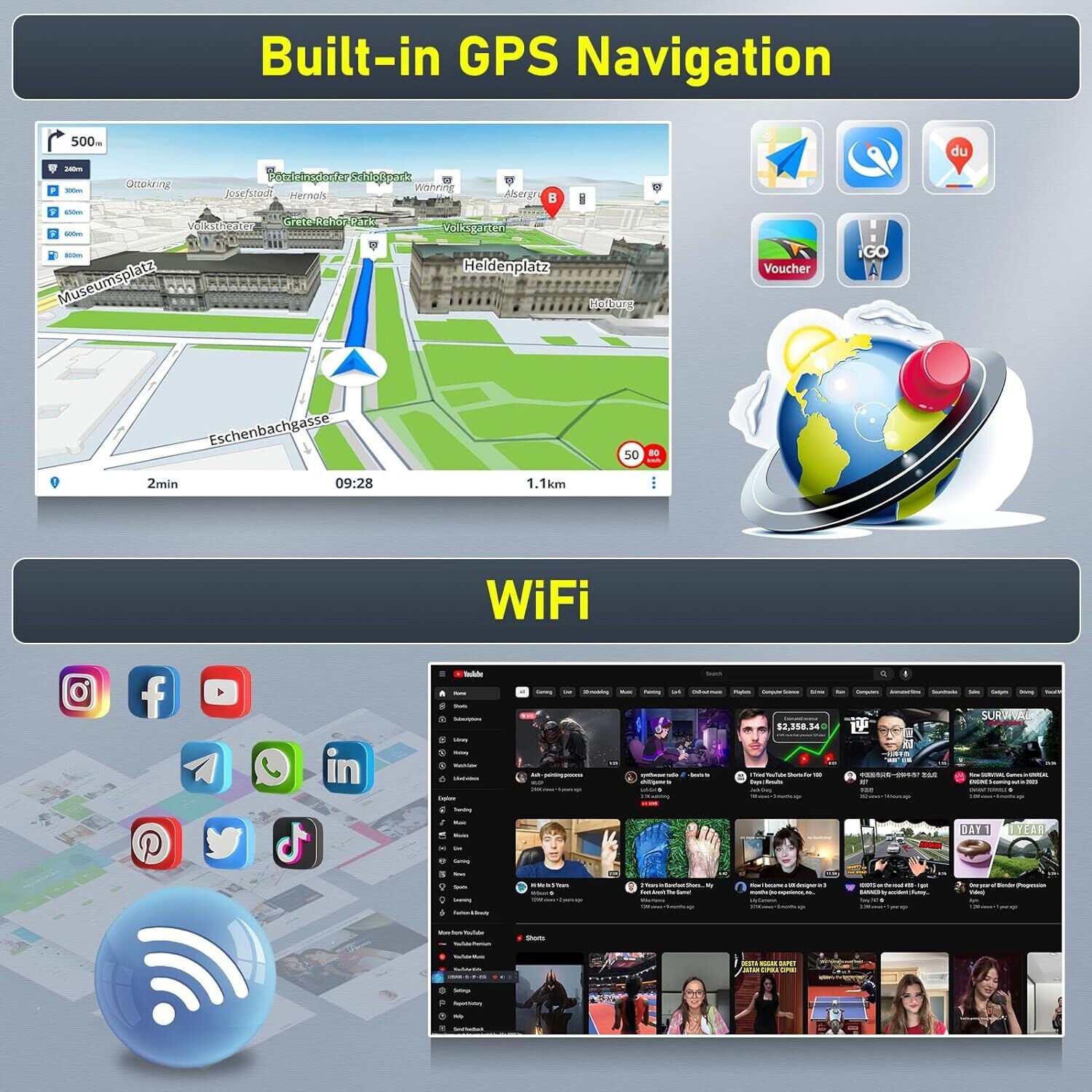 CarPlay Wifi Car Radio For 2003-2006 GMC Sierra 1500 2500 3500 GPS Player Camera