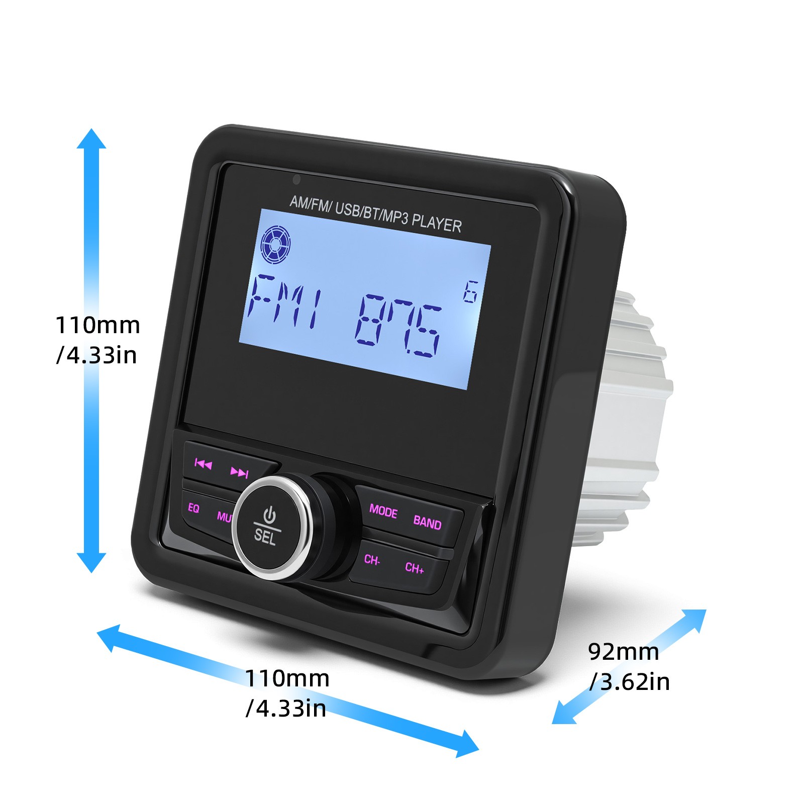 Marine Digital Media Receiver Bluetooth Waterproof LCD Display Boat Radio System