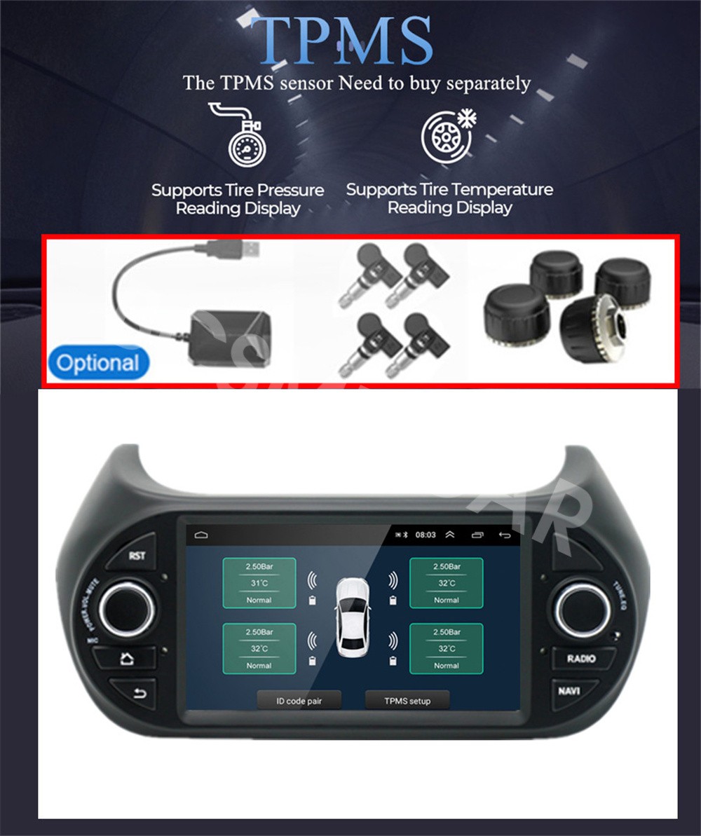 7″ Stereo Radio GPS Navi 4+32GB Fit For Citroen Nemo 2008-2017 For Apple Carplay