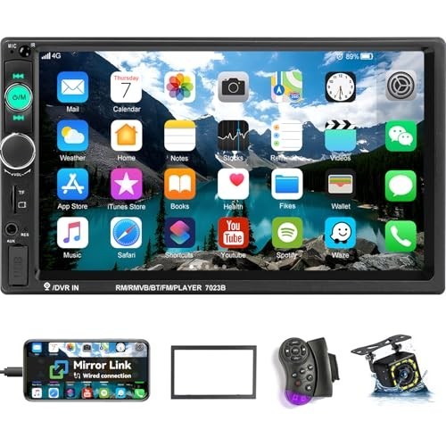 7″ Double Din Car Stereo Touch Screen Radio – Bluetooth, Backup Camera, MP5, AUX