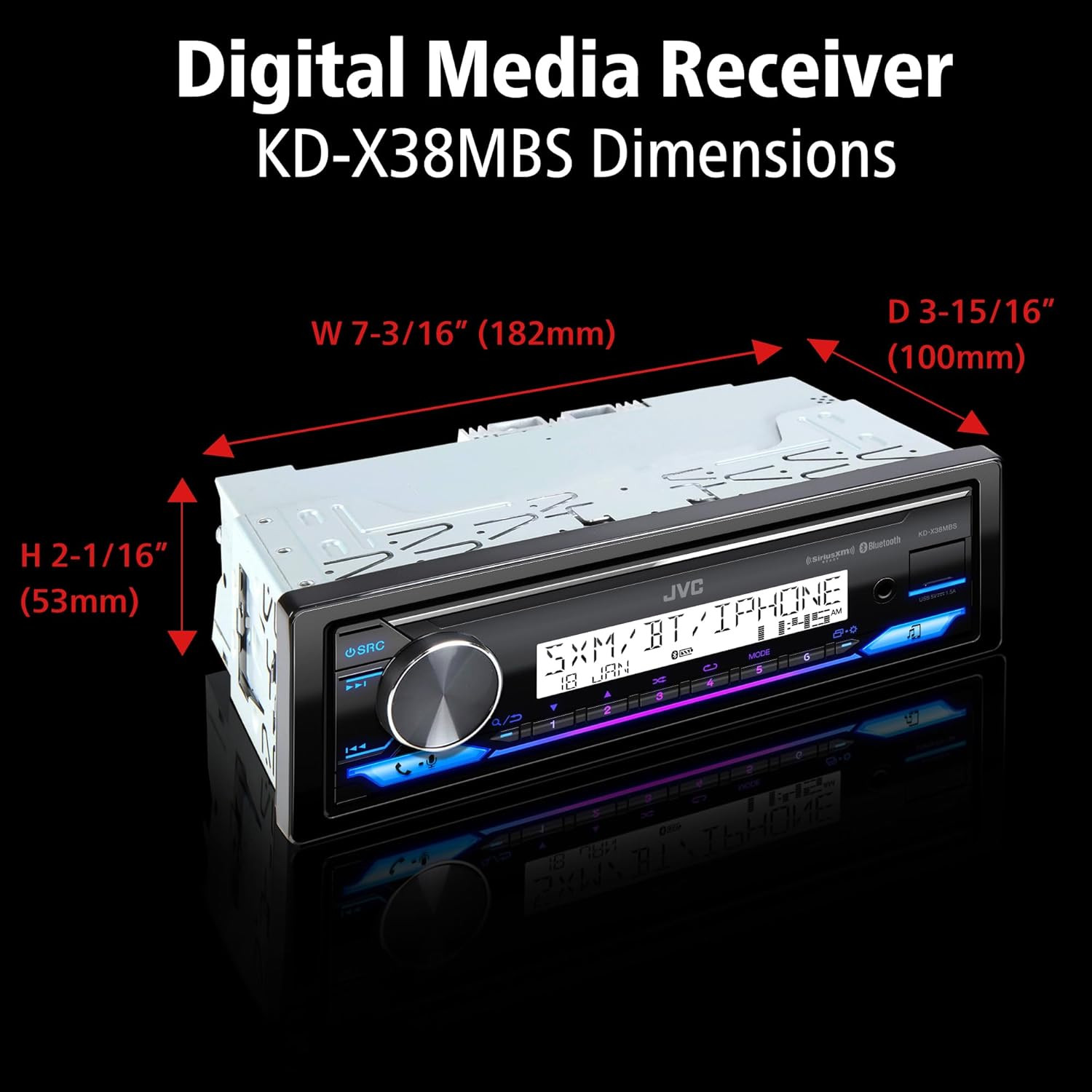 KD-X38MBS Car & Marine Digital Media Receiver with Bluetooth, USB, Siriusxm Read