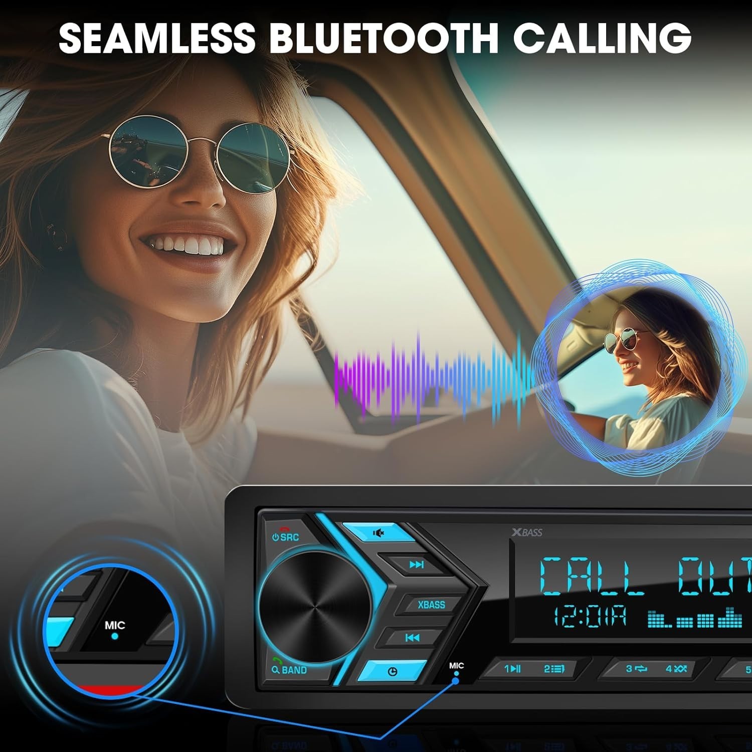 Bluetooth Car Stereo with 300W Output: HD LCD, USB Charging & FM/AM Tuner