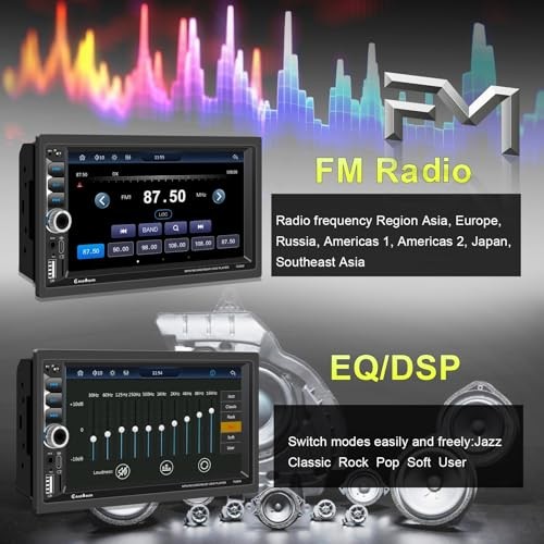 Wireless Apple CarPlay Double Din,7″ Car Bluetooth 5.2,FM Car Radio,IPS