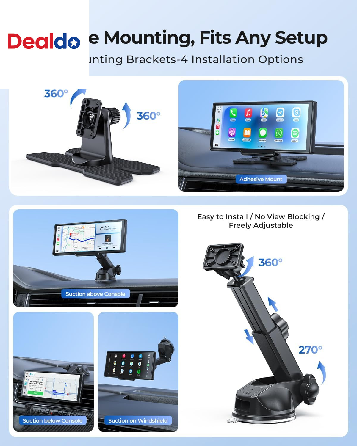 9.26″ Carplay Screen with 4K Dash Cam & HD Backup Camera, Wireless Portable Car