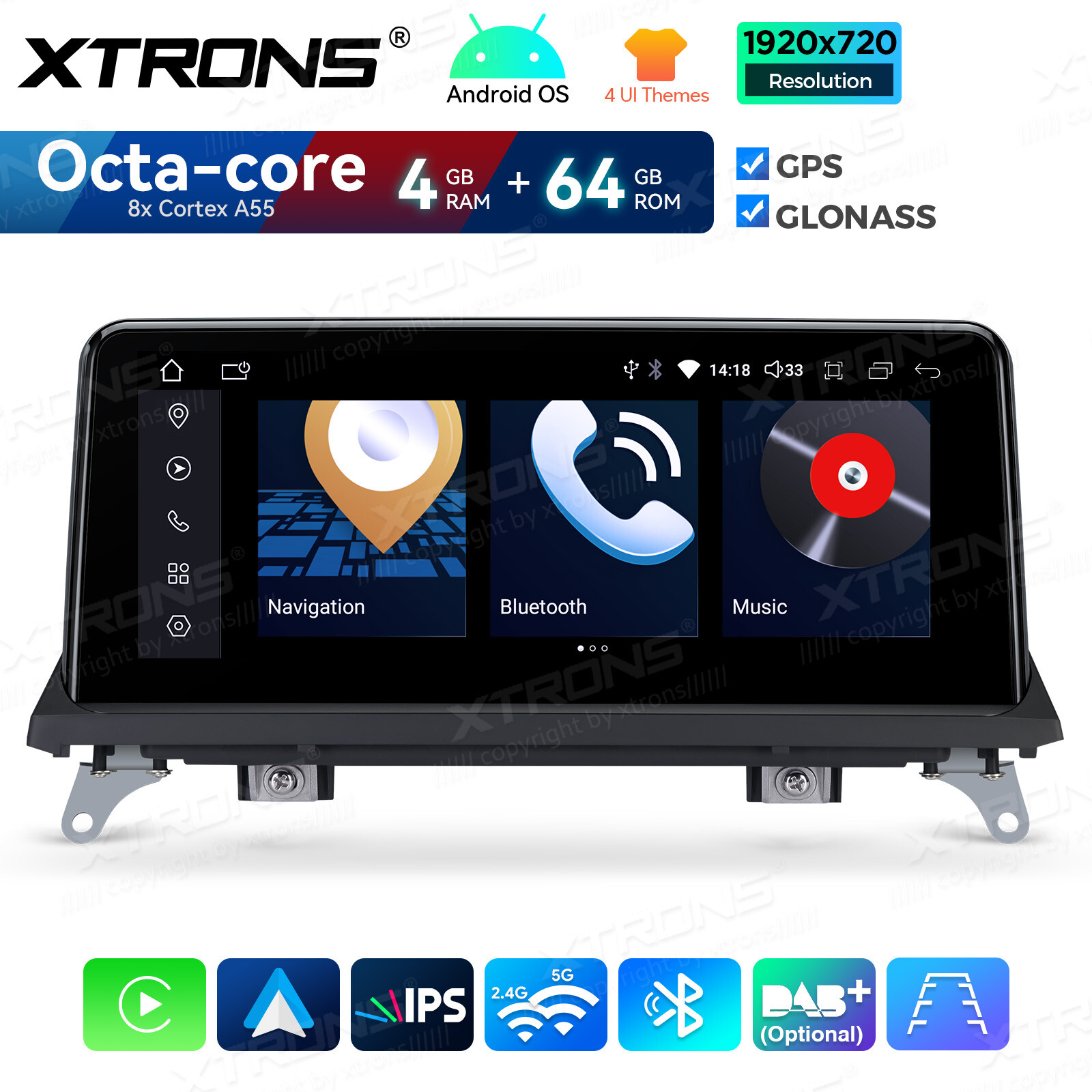 10.25″ Android 12 Car GPS Radio Stereo Navi 64G BT for BMW X5 X6 E70 E71 CIC CCC