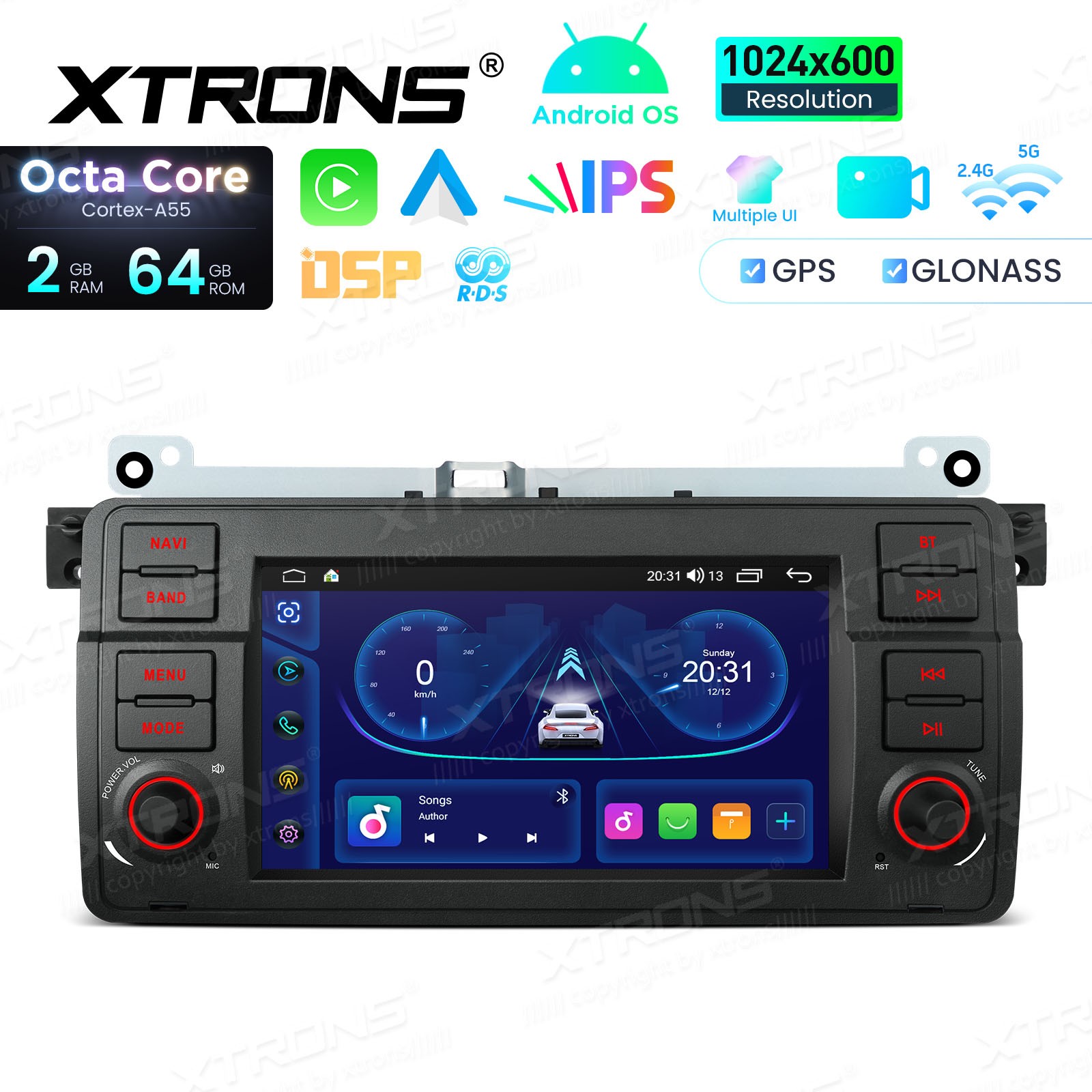 for BMW E46 325i 330i Android 14 Car Radio 7″ IPS Octa Core Wireless CarPlay 64G
