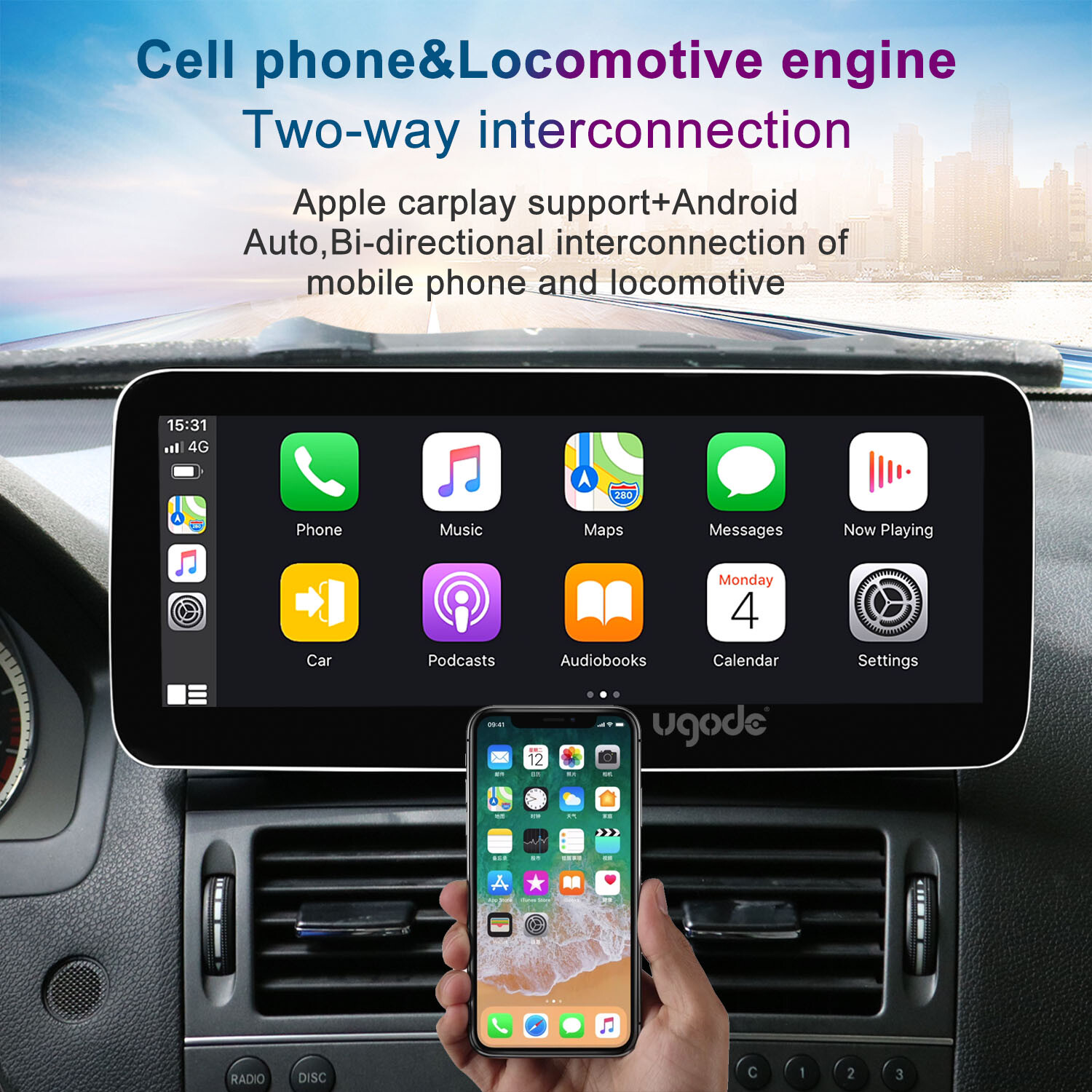 Ugode 10.25inch 4+64G Android13 Screen CarPlay Stereo Benz C class W204 NTG4.0