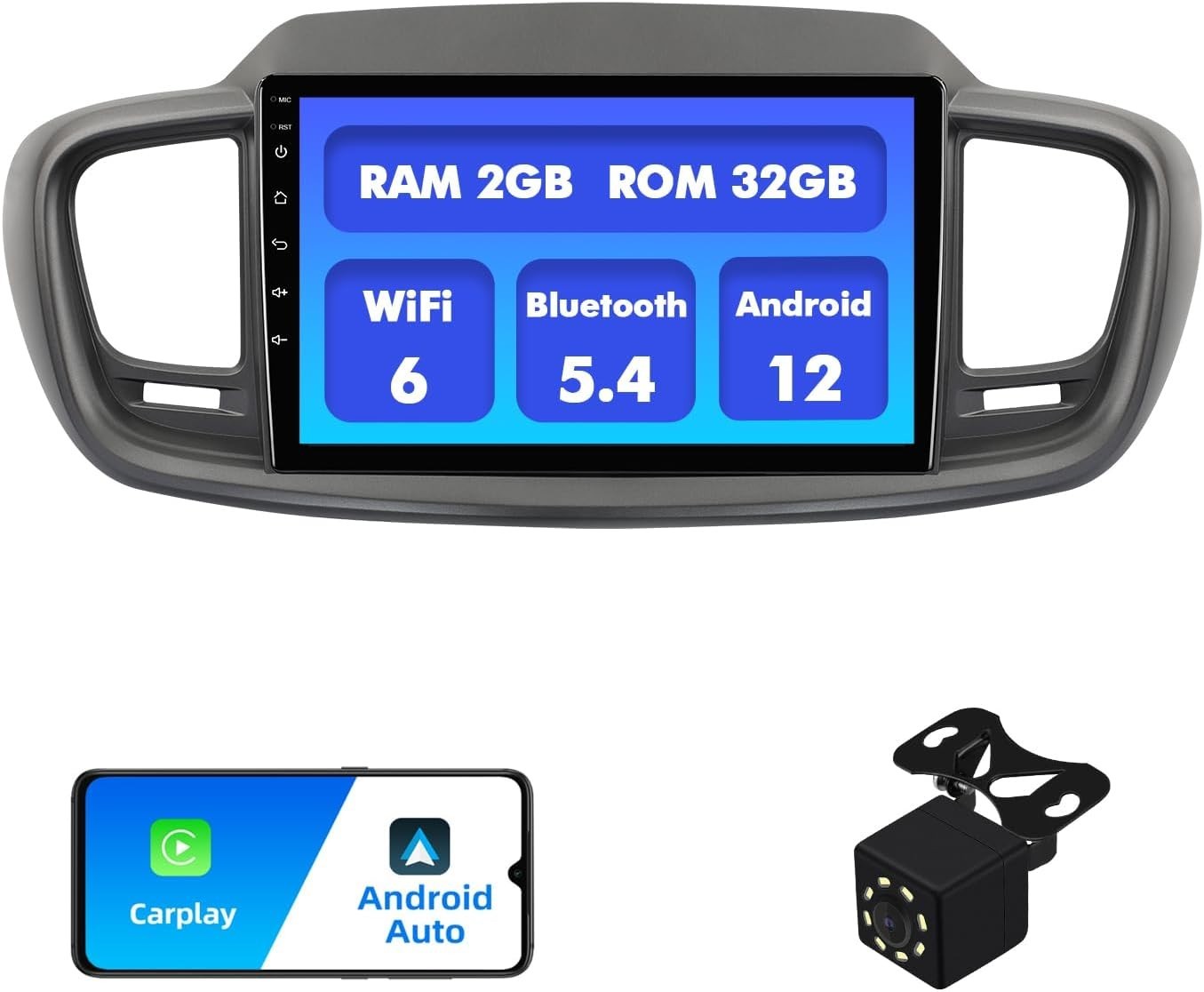 2+32G Android 12 Double Din Car Stereo for Kia Sorento 3 2015-2020 with 10.1 …
