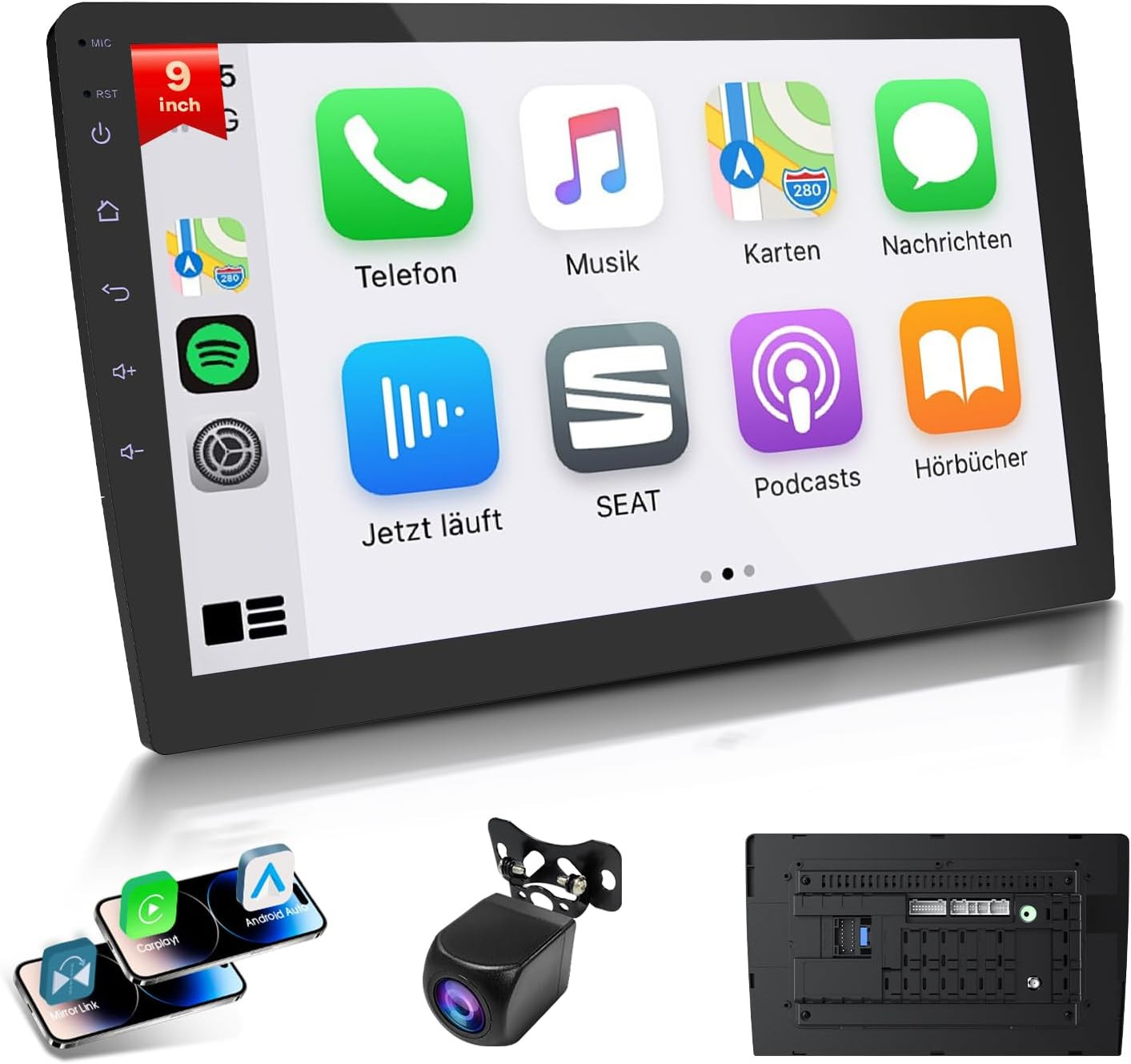 9 Inch Android Car Stereo – Wireless Apple Carplay & Android Auto, 2GB RAM 64GB