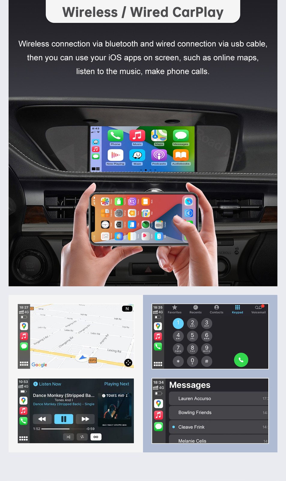 Wireless Carplay Android Auto Module For Lexus ES 2014-2019 Mirror Link AirPlay