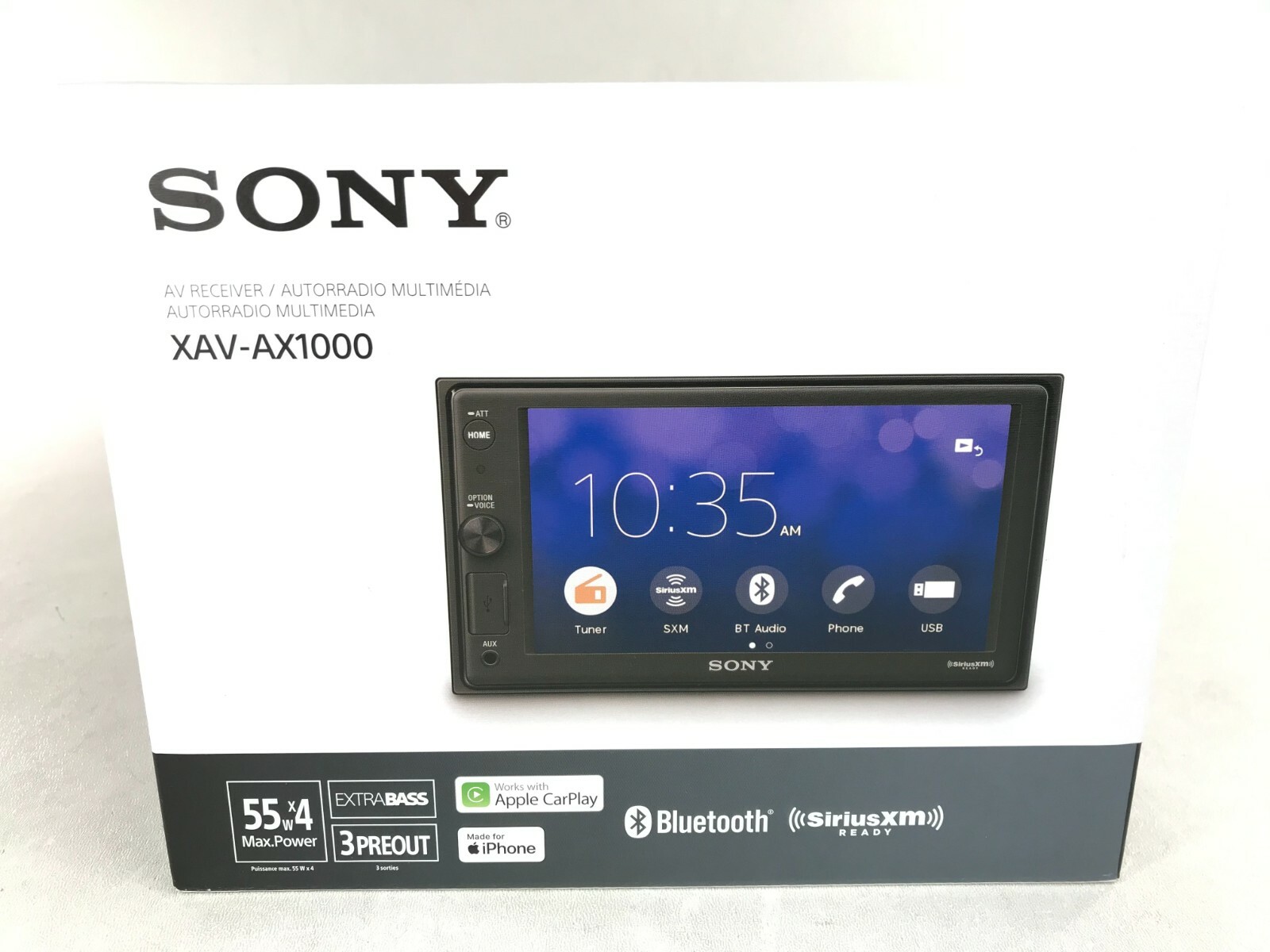 Sony XAV-AX1000 Apple CarPlay Bluetooth Multimedia Player AM FM XM USB Aux 6.2″