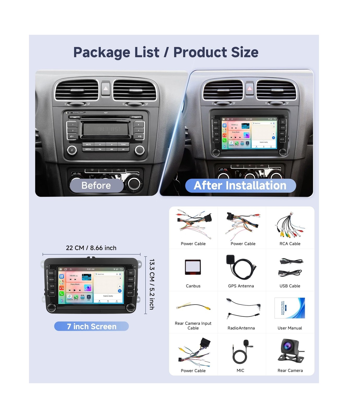 8 Core 6G+128G Android Car Stereo for VW Golf MK5 MK6 Passat Jetta Tiguan T5 …