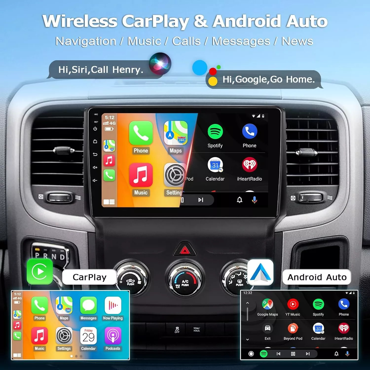 8Core +32G For 2013-2018 RAM 1500 Classic Truck CarPlay Android Radio Stereo GPS