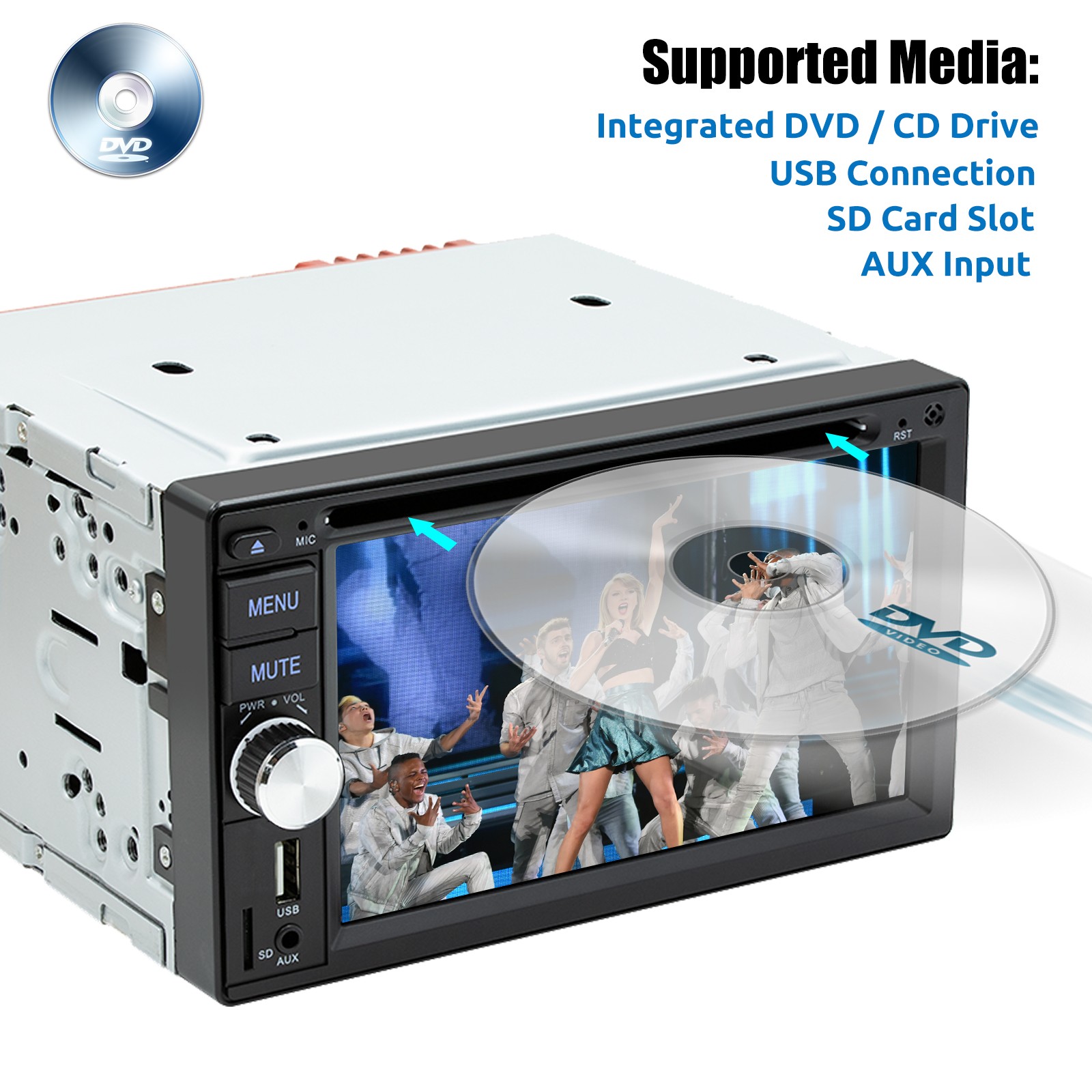 6.2″ Double 2Din Car Stereo Carplay GPS USB Radio Touch Screen AUX CD DVD Player