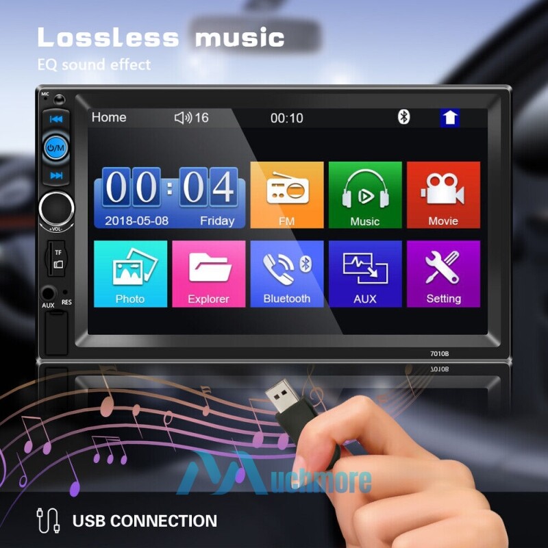 7” Double 2 Din Touch Screen Car Stereo Radio MP5 BT Android/IOS Carplay+Camera