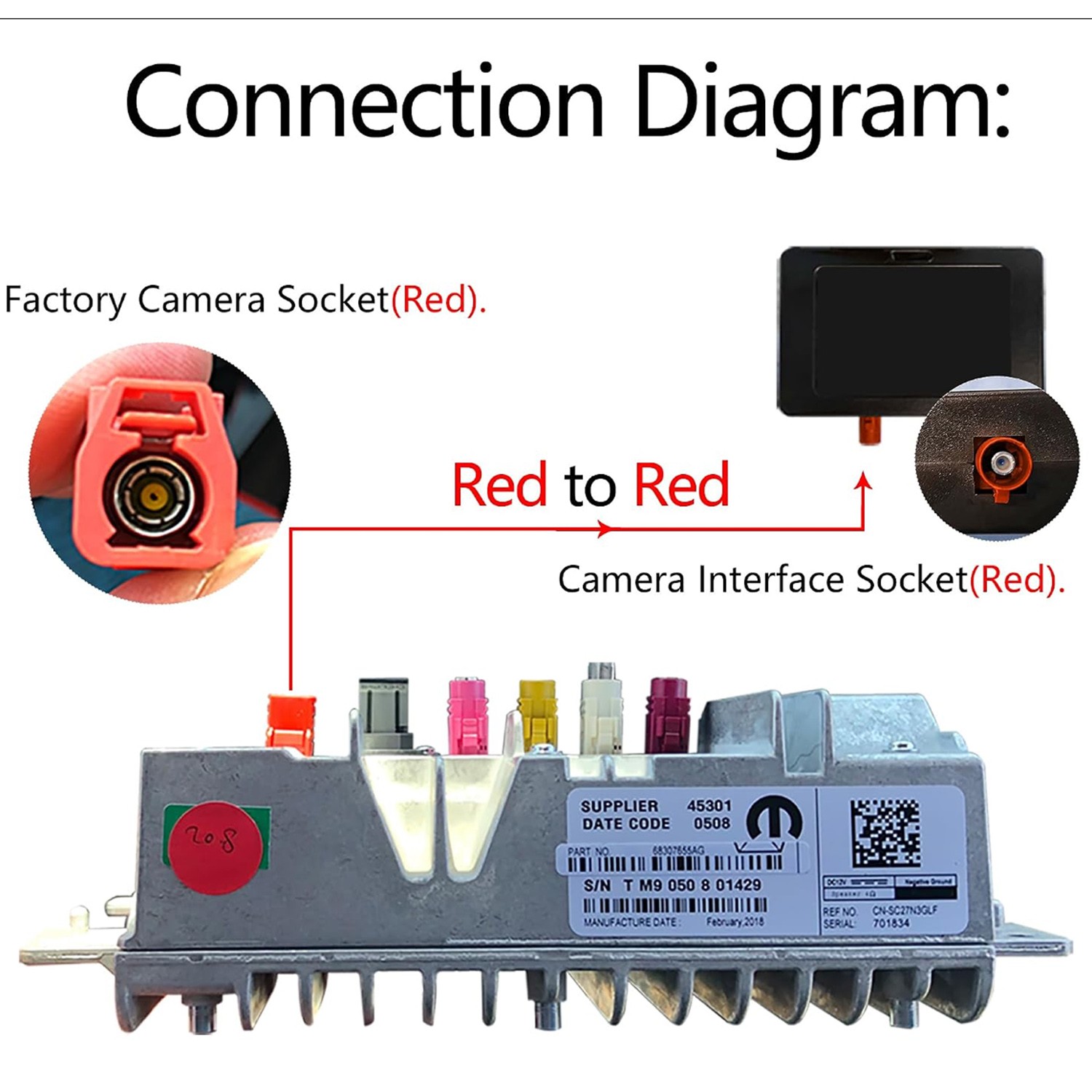 Reverse Camera Retention Adapter Cable for Jeep/Dodge