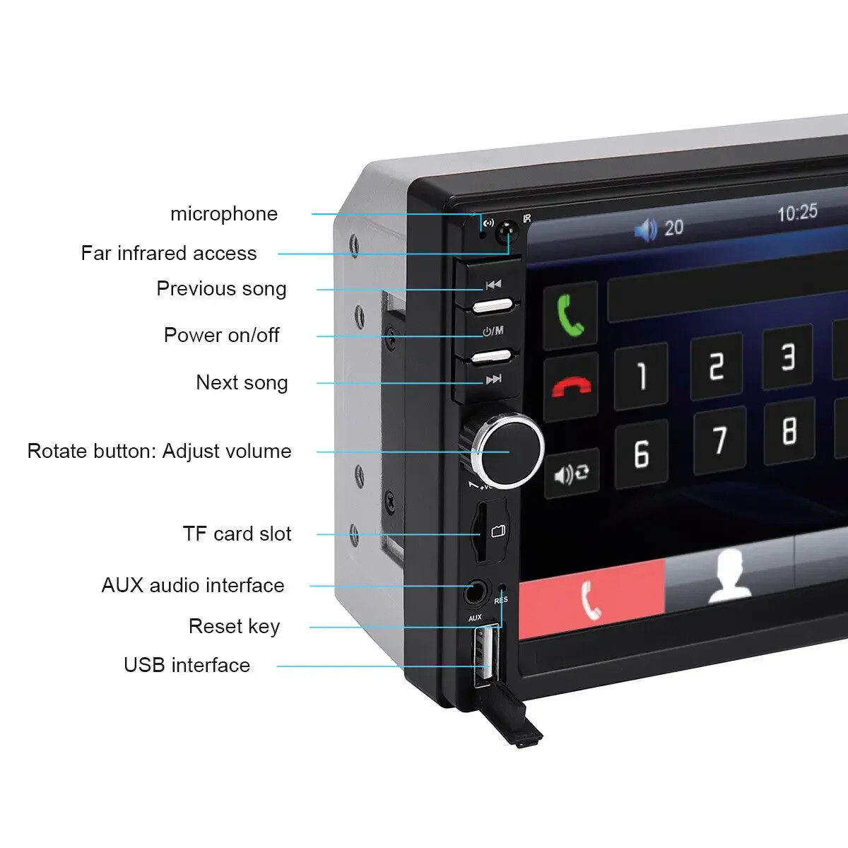 7″ 2 Din Car Stereo HD MP5 Player Bluetooth Touch Screen Radio Mrrior LinkFM/