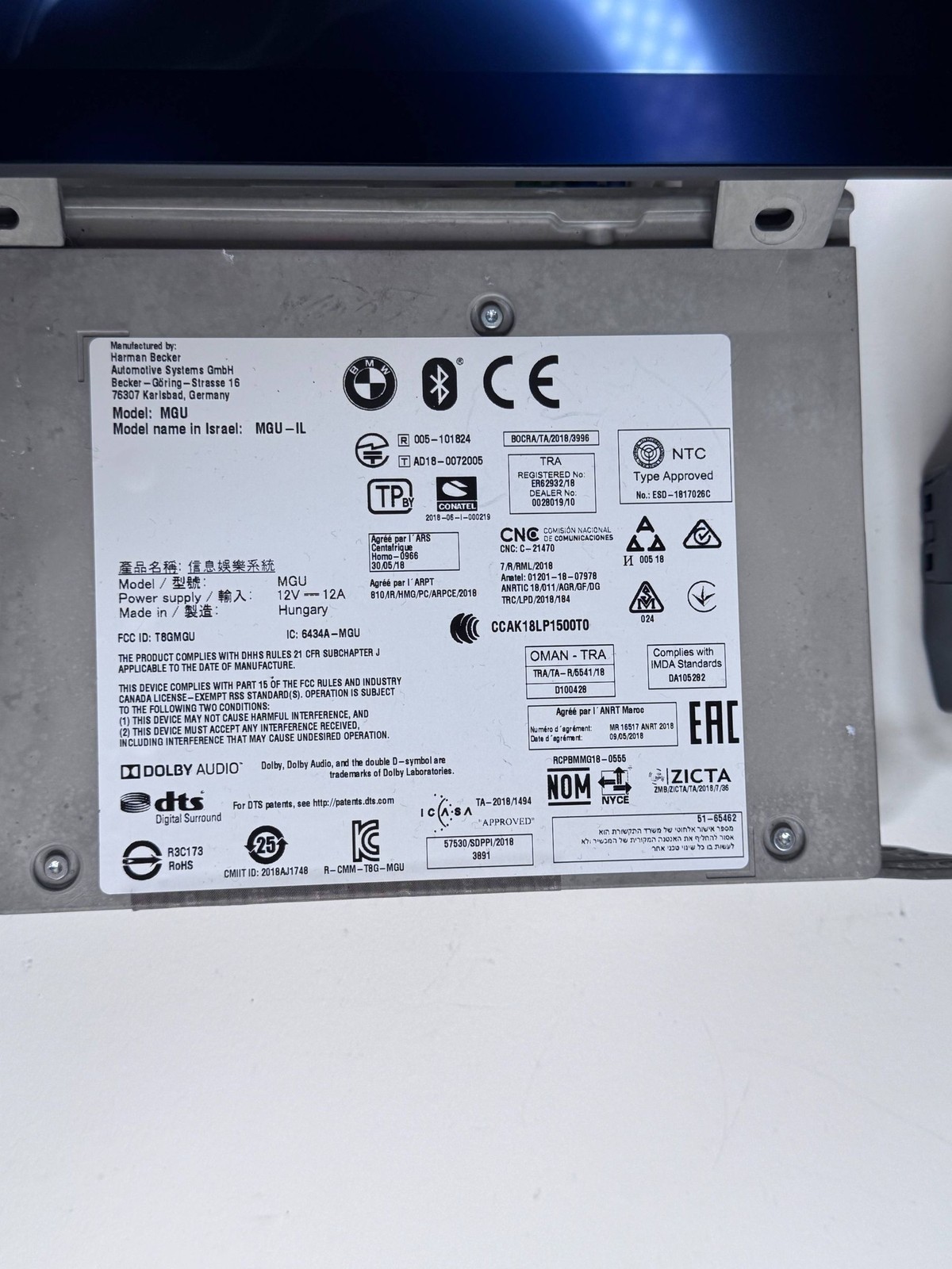 BMW 5 G30 G31 2017 Radio / CD Player / DVD Player / Navigation 9826394 HBE334