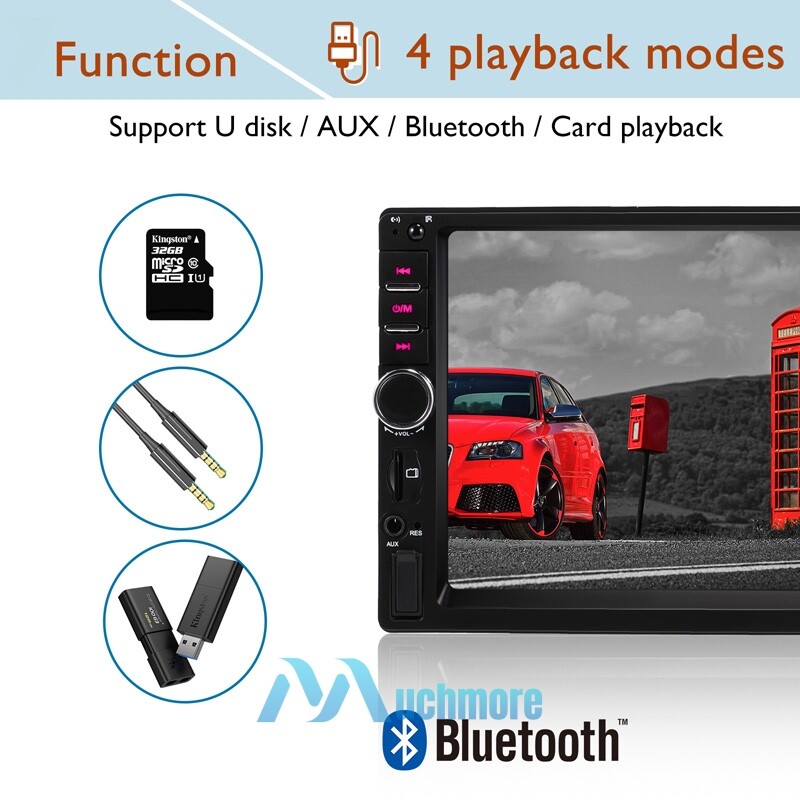 7” Double 2 Din Touch Screen Car Stereo Radio MP5 BT Android/IOS Carplay+Camera