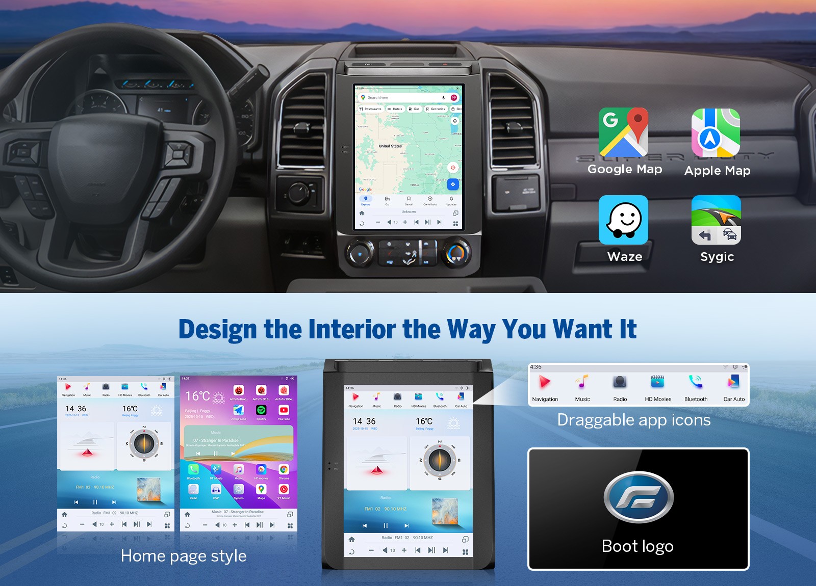 OBD+DVR+ 4+64 Android 12.1″ Car Stereo Radio CarPlay GPS For Ford F150 2015-2020