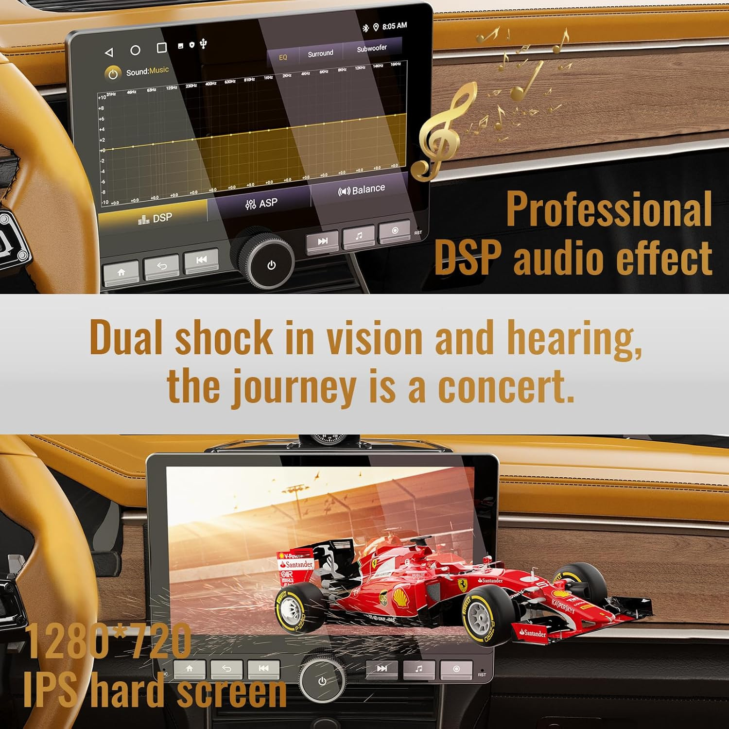 10.1″ Single Din Android Car Stereo with 360° Rotatable Touch Screen – Android 1