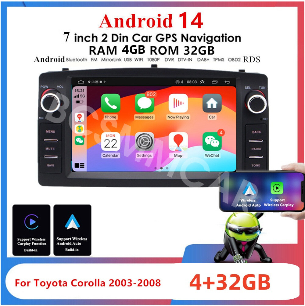 Fit For Toyota Corolla 2003-2008 Double Din Car Stereo Touch Screen Radio Player