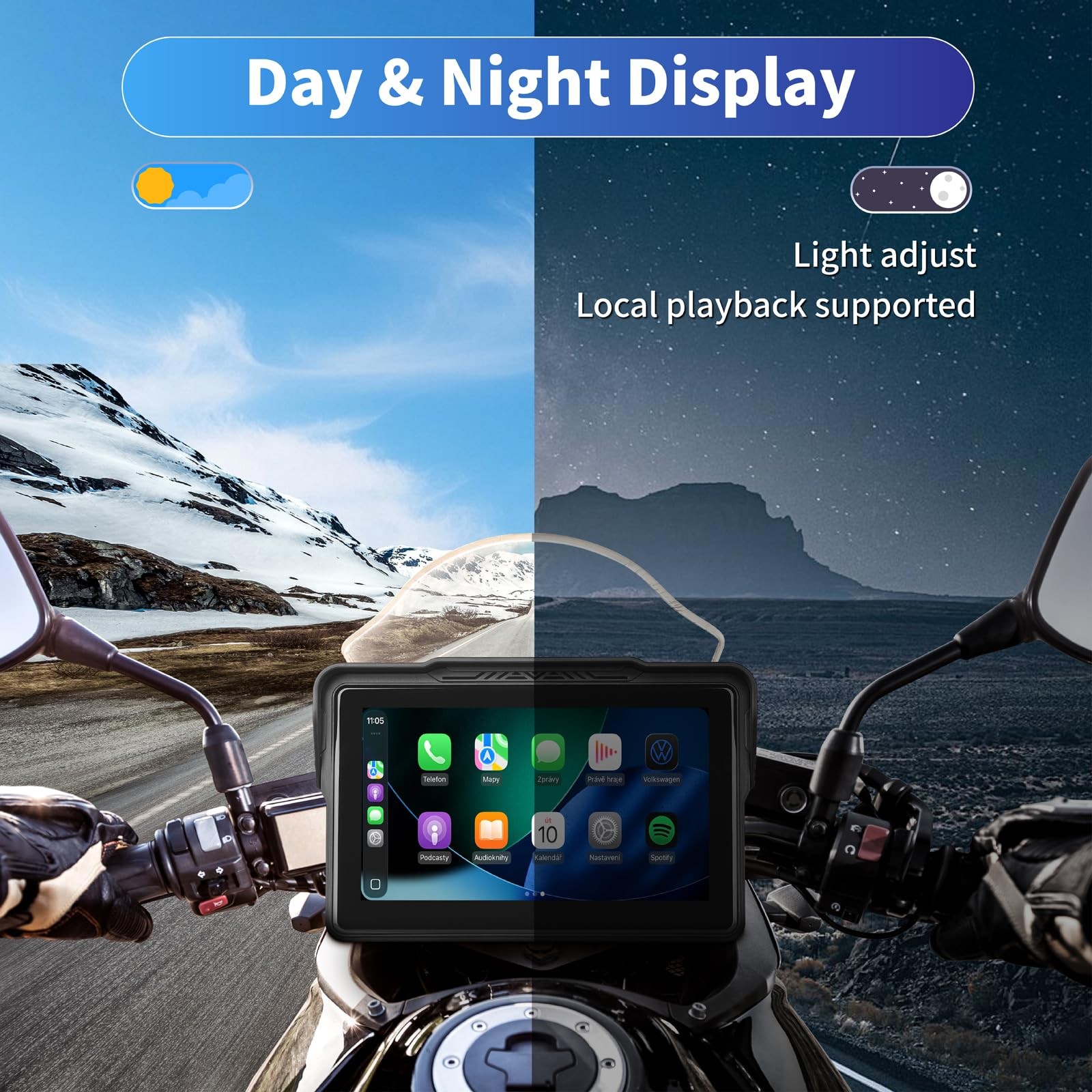 Motorcycle CarPlay Screen 7″, Waterproof GPS Display for Motorbike, Wireless …