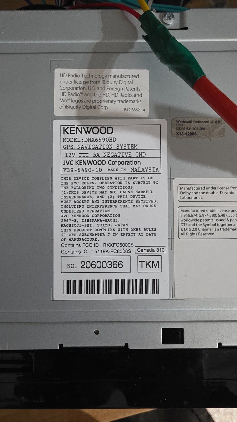 Kenwood Excelon DNX6990HD 6.95″ GPS Nav DVD Receiver – Powers On, CD Stuck
