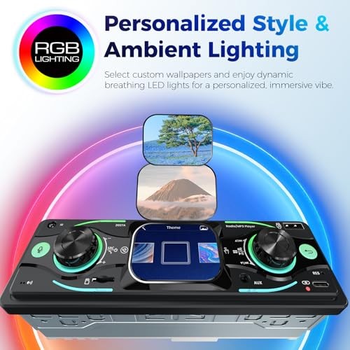 Single DIN Car Stereo with Touchscreen, Bluetooth Audio, Car Radio Receiver,