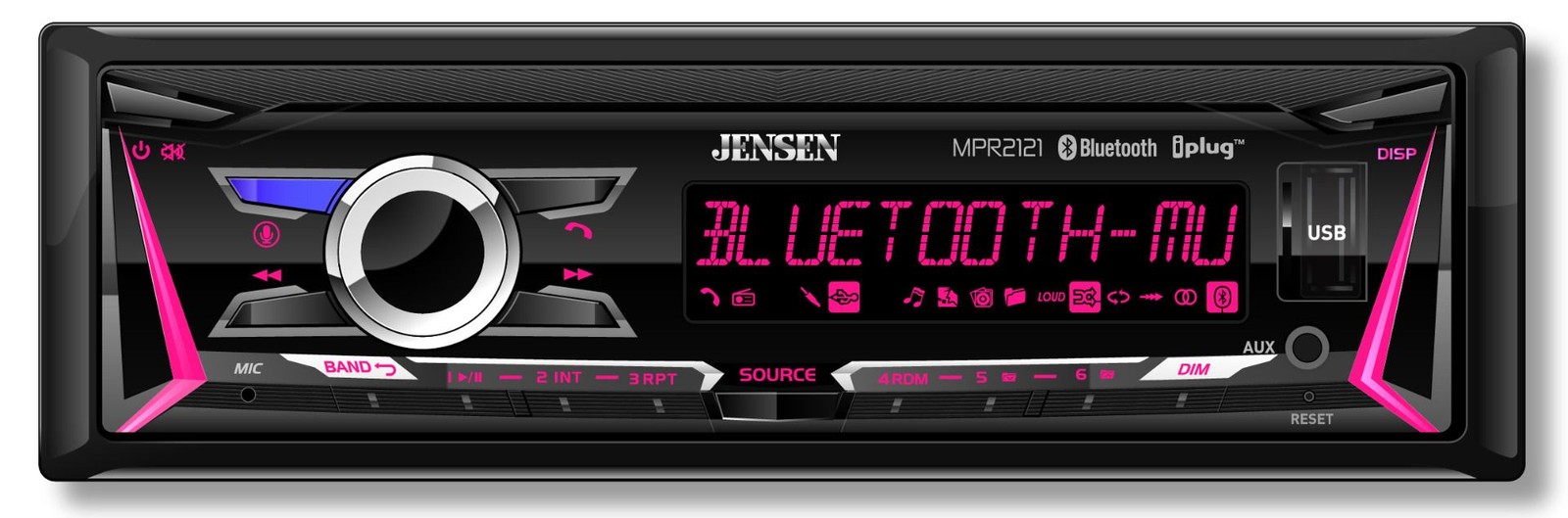 Jensen MPR2121 Mechless Receiver with Bluetooth and RGB Custom Colors – MPR2121