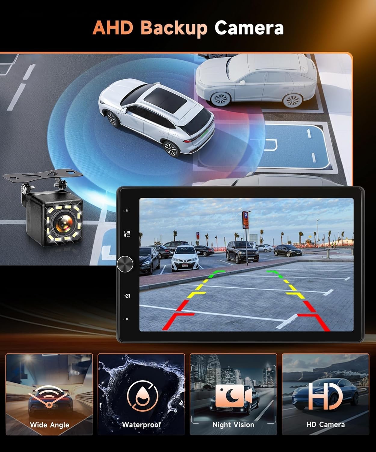 10.4” Single Din Car Stereo with Wireless CarPlay Android Auto, HD Rotation …