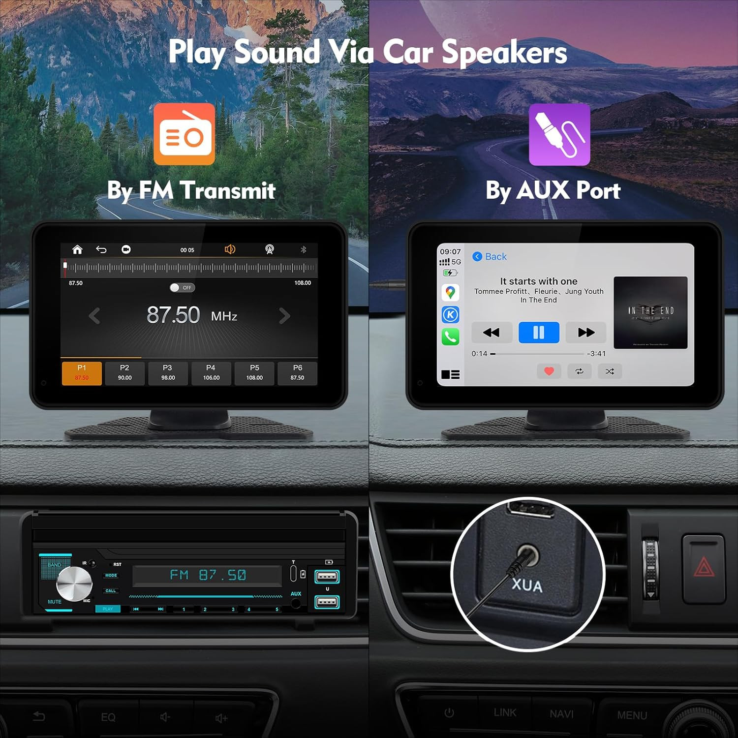 7″ HD Portable Wireless Carplay for Car Stereo Touch Screen with Apple Carplay &