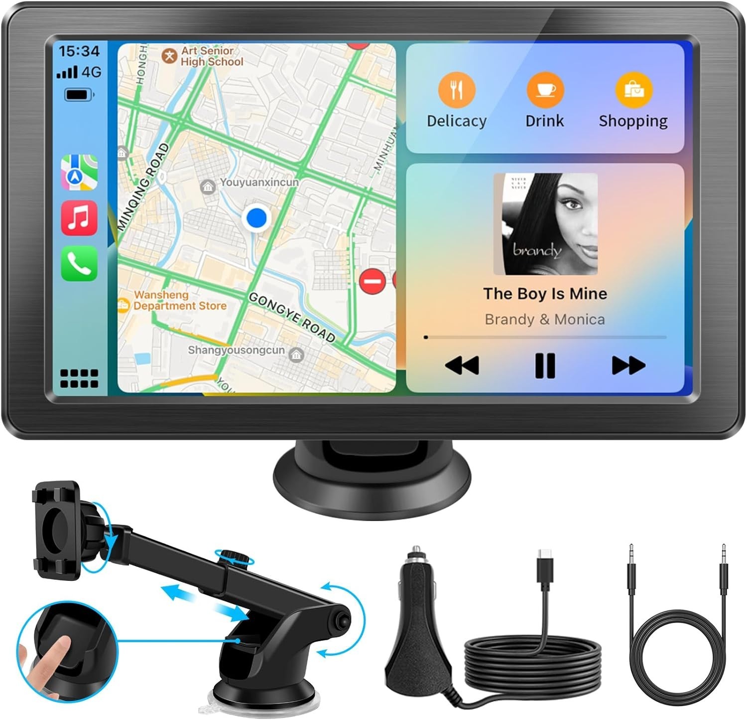 Portable Apple Carplay Screen for Car, 7″ HD Car Stereo Touchscreen 🔥New🔥
