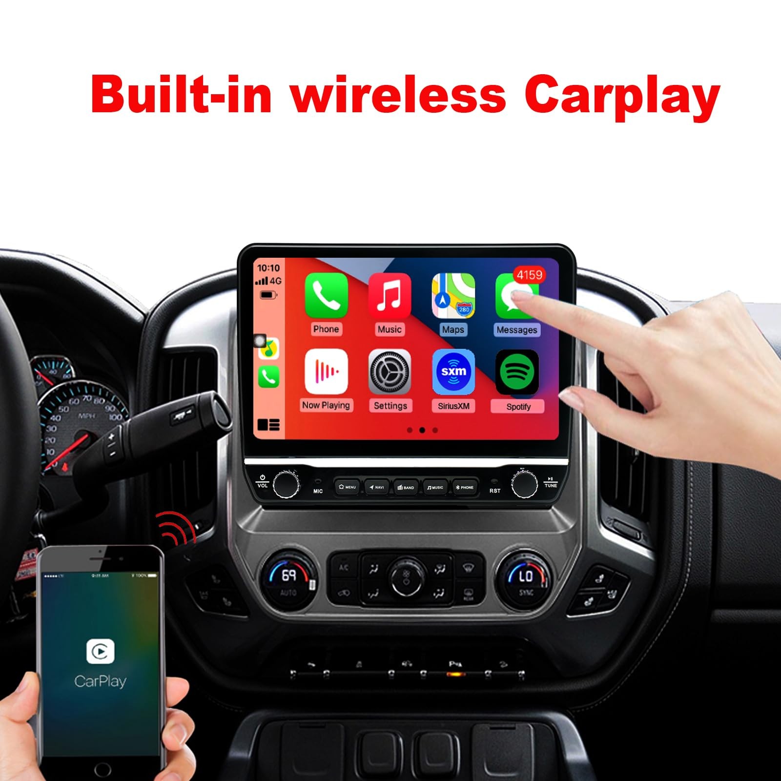 for Chevy Silverado Sierra Radio Upgrade 2014 2015 2016 2017 10.1 inches