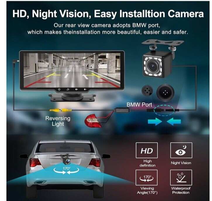 Wireless Portable Carplay Screen for Car, 10.26″ HD IPS Apple Carplay and And…