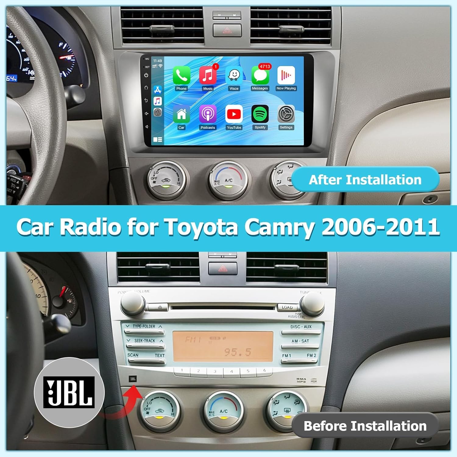 Car Radio for Toyota Camry 2006 2007 2008 2009 2010 2011 with Wireless…
