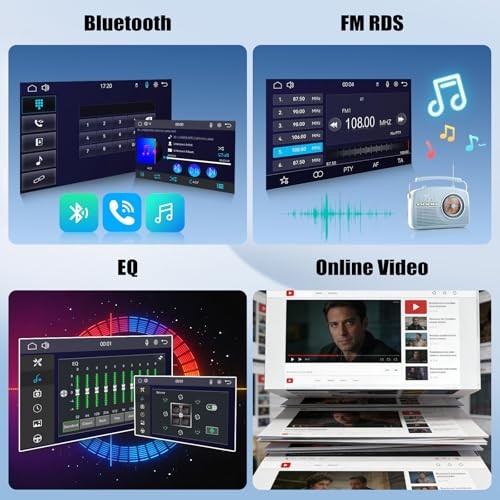Single Din Car Stereo with Wireless Carplay Android Auto 10.1 Inch IPS P2