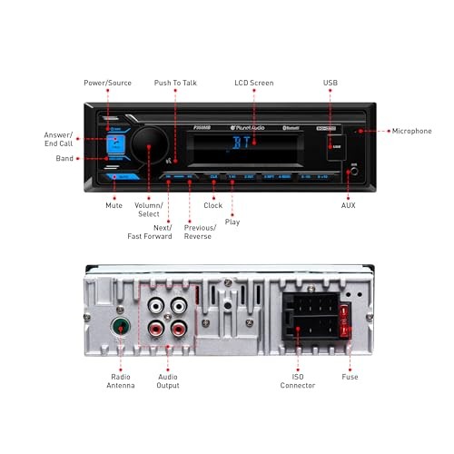 P350MB Car Audio Stereo System – Single Din, Bluetooth Audio and Single DIN