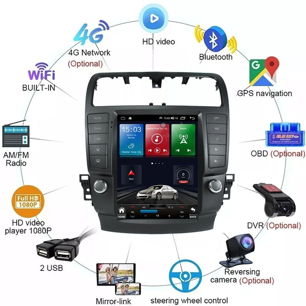9.7” Android Carplay Car Stereo Radio GPS Navi 4+32GB For Acura TSX 2004-2008