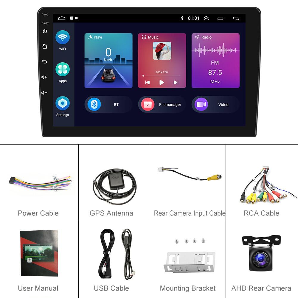 32GB Android 13 9″ Apple CarPlay Double 2DIN Car Stereo GPS RDS FM Radio Camera