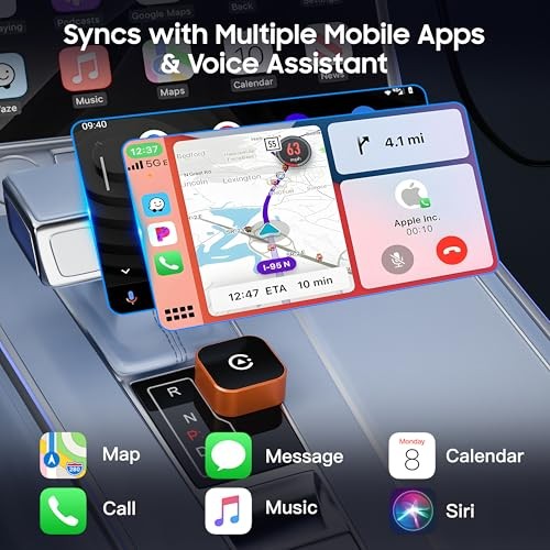 2026 2-in-1 Wired to Wireless CarPlay Android Auto Adapter, USB/Type-C Orange