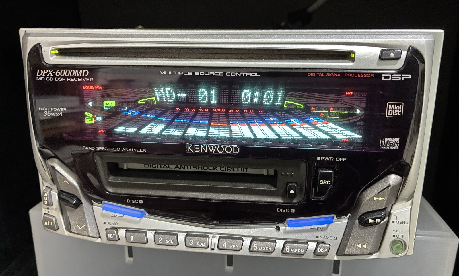 KENWOOD DPX-6000MD Car Audio 2DIN CD MD 13PIN-BUS RCA OUTPUT Working Tested JDM