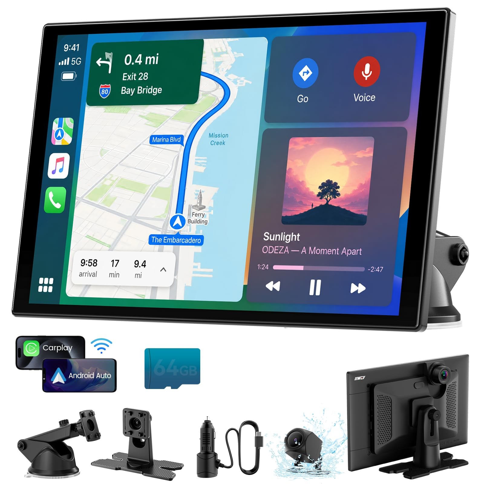 11” Wireless CarPlay & Android Auto Screen for Car, Full Laminated HD
