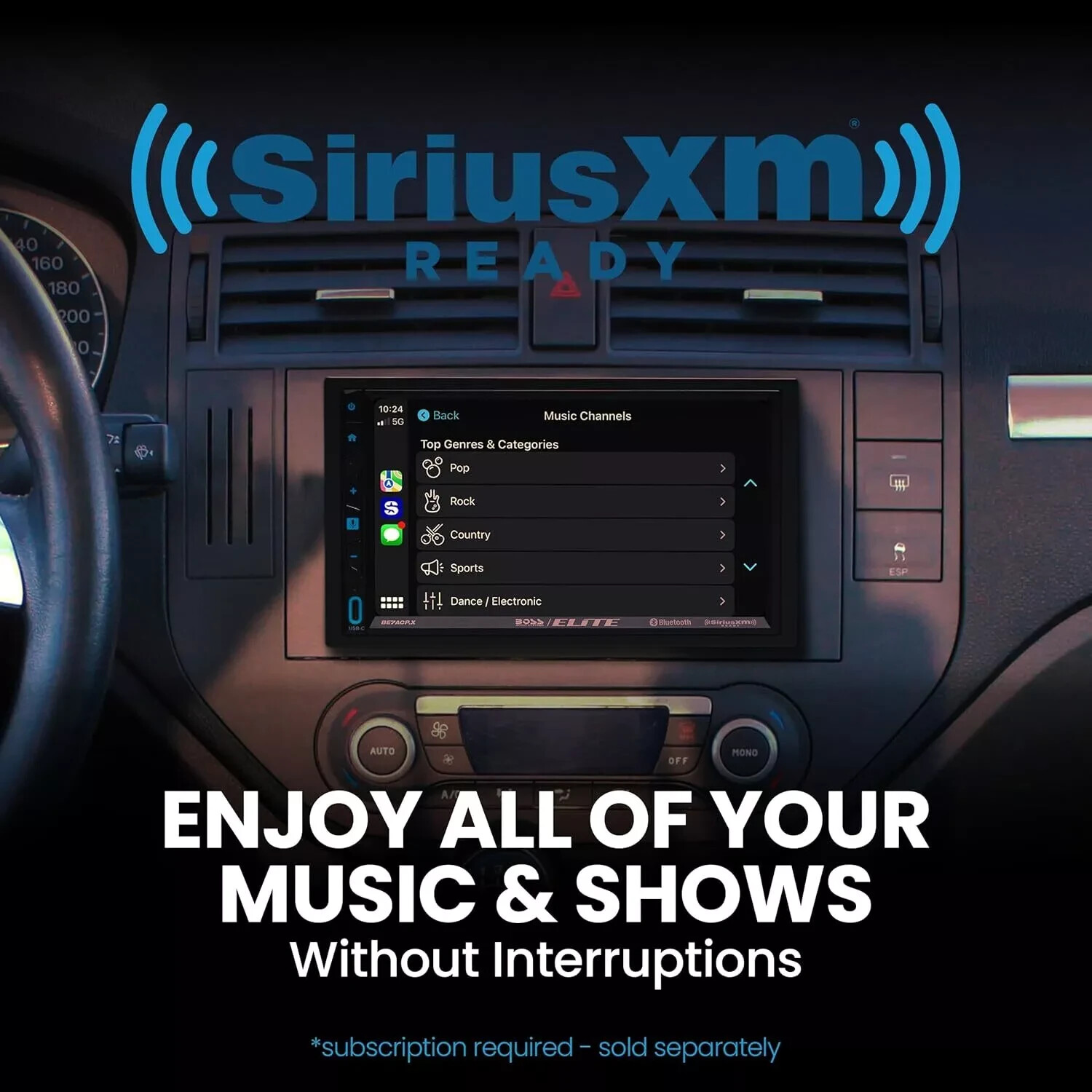 BOSS Double DIN 7″ Receiver Apple Carplay/Android Auto SiriusXM Camera BE7ACP.XC
