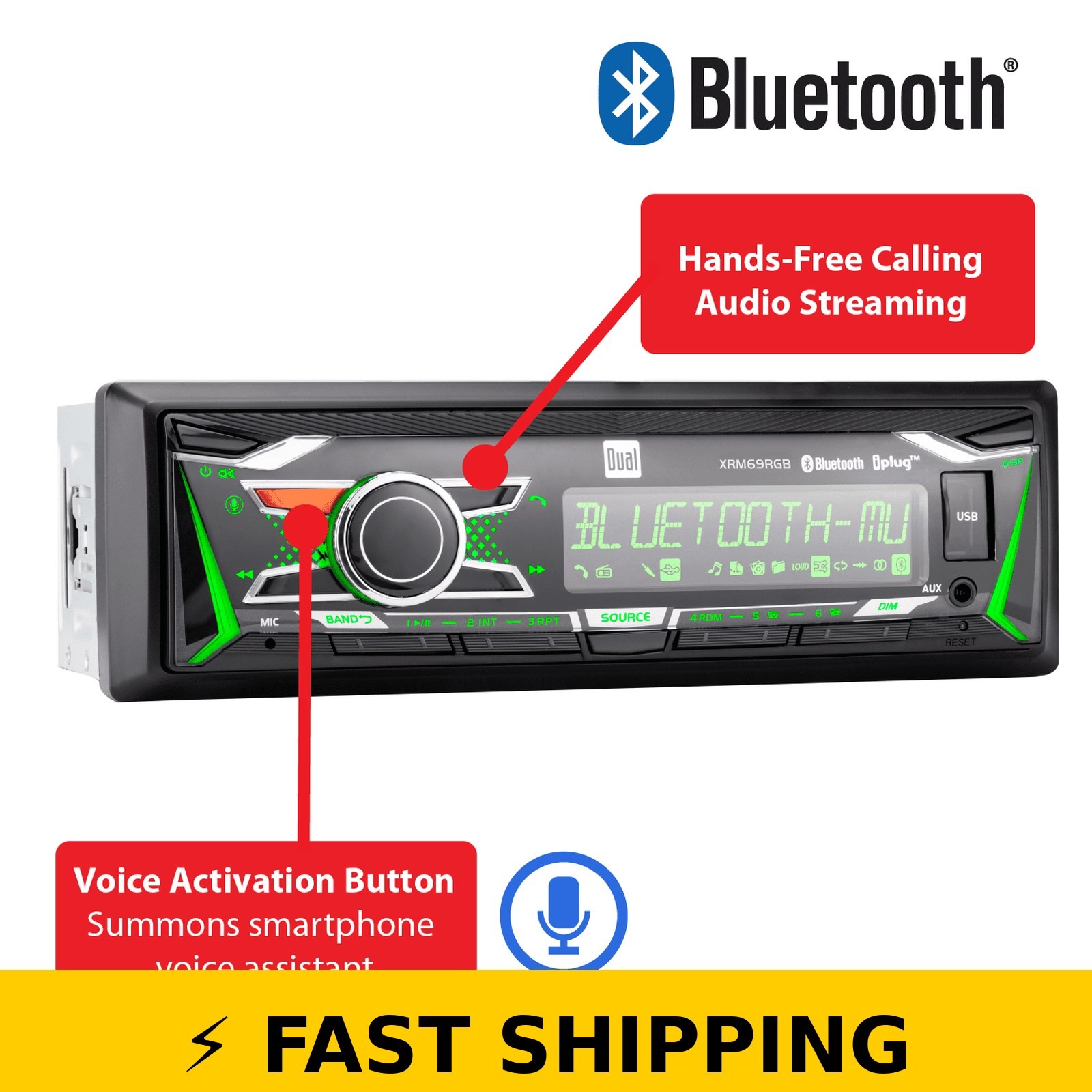 Dual XRM69RGB Single DIN Stereo | Bluetooth | RGB Colors