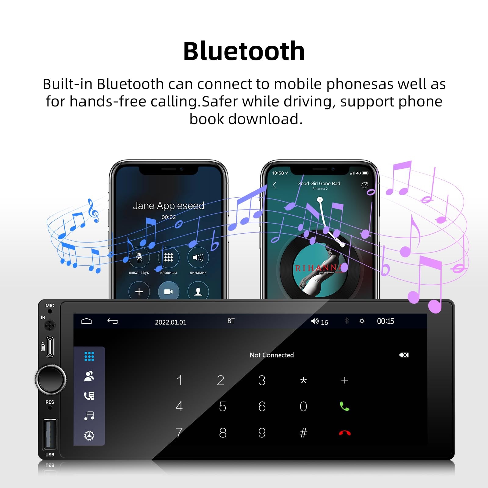 [Type-C&USB] Carplay Screen for Single Din Android Auto