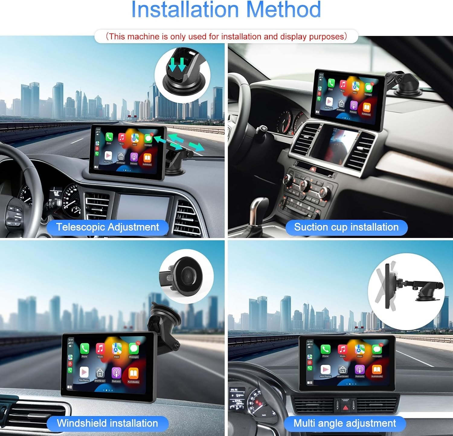 Car suction cup mount bracket for 6.8 to 10.26 inch portable carplay Android …