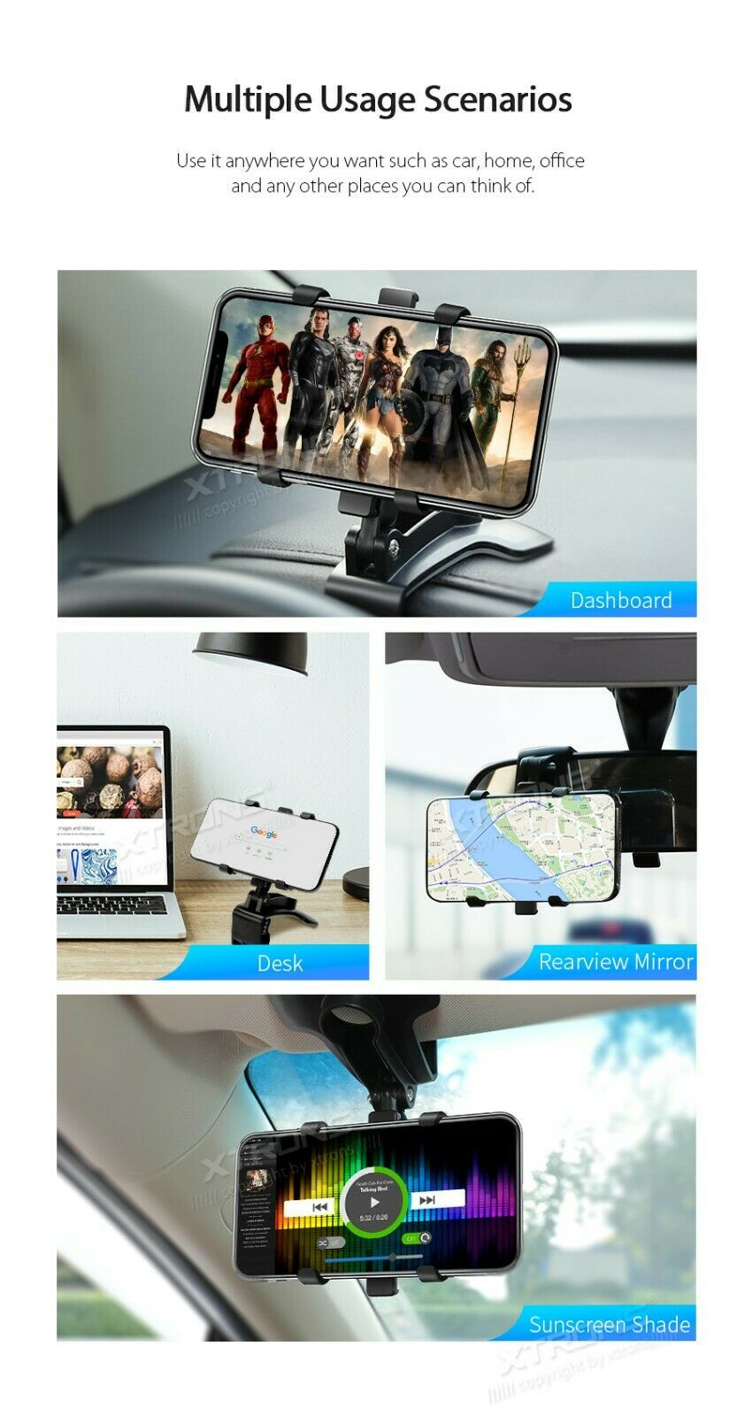 360° Car Mount Phone Holder Stand Dashboard/Windshield For Cell Phone Universal