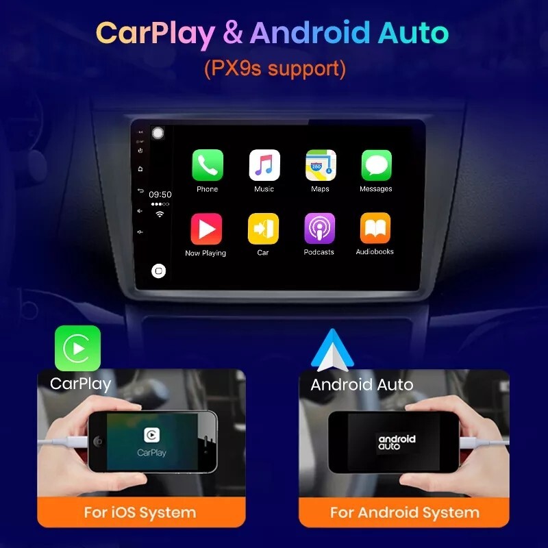 2 DIN Android Car Radio For Volkswagen Polo 9in GPS Wi-Fi Bluetooth CarPlay
