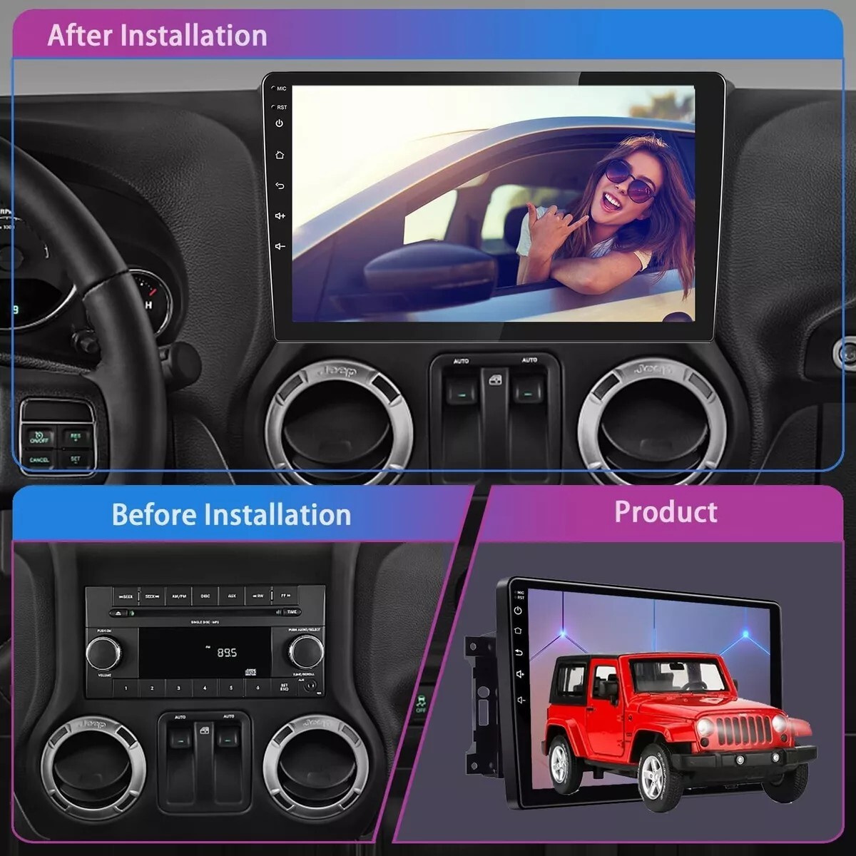 EVONAVI 10″ Car Radio Head Unit ~ GPS Carplay Android ~ Jeep Dodge Ram *3798A7E